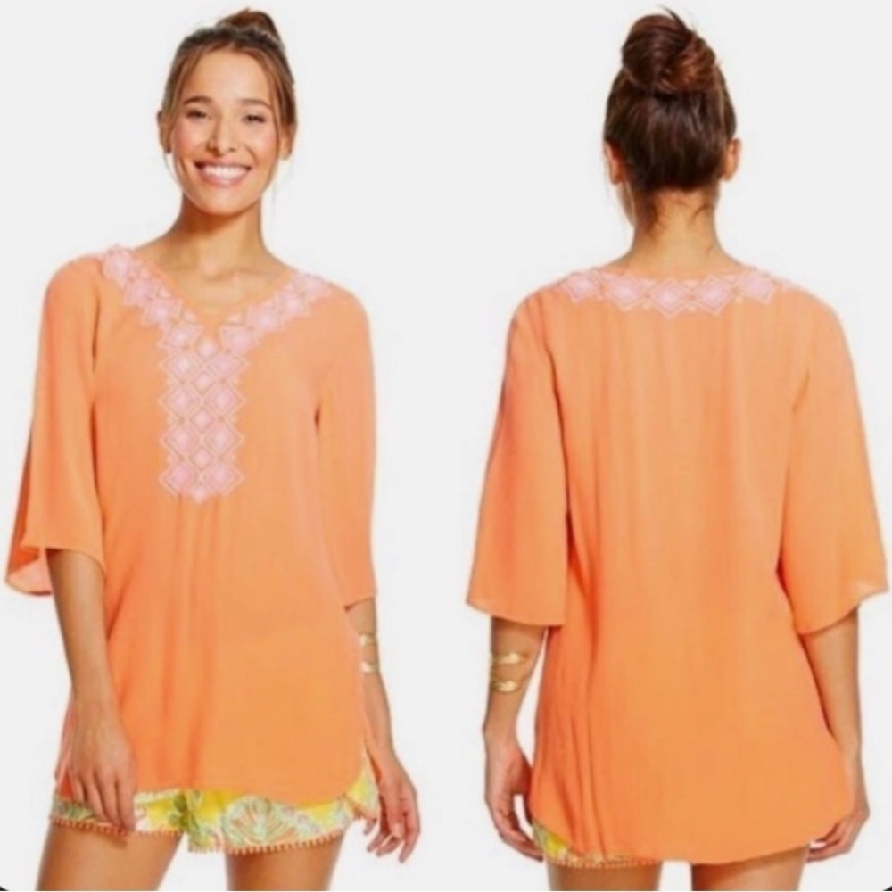 Lilly Pulitzer For Target Coral Embroidered Tunic Size XS